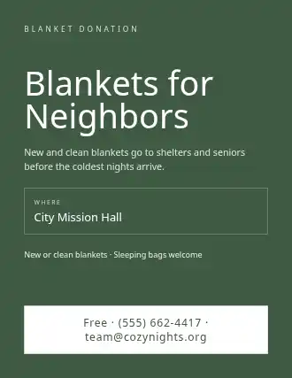 Blankets for Neighbors — Donations Drives flyer template