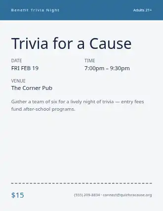 Trivia for a Cause — Charities template