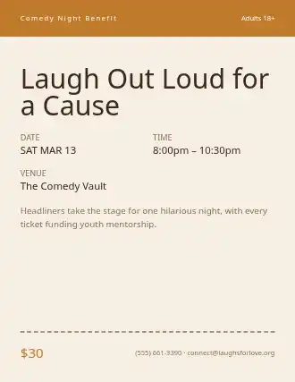 Laugh Out Loud for a Cause — Charities flyer template