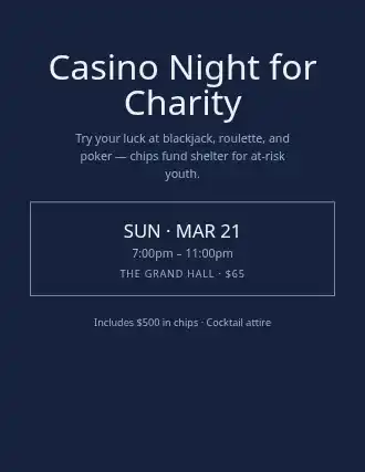 Casino Night for Charity — Charities flyer template
