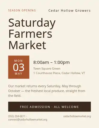 Saturday Farmers Market — Farmer Markets template