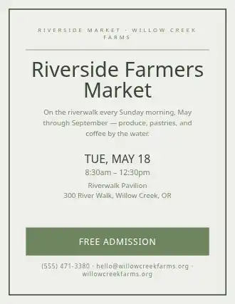 Riverside Farmers Market — Farmer Markets template