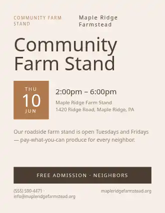 Community Farm Stand — Farmer Markets template
