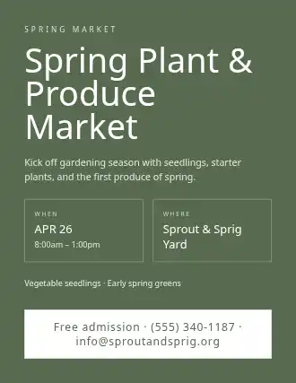 Spring Plant & Produce Market — Farmer Markets flyer template