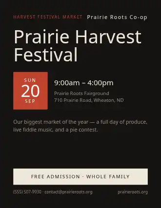 Prairie Harvest Festival — Farmer Markets flyer template