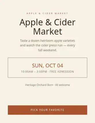 Apple & Cider Market — Farmer Markets flyer template