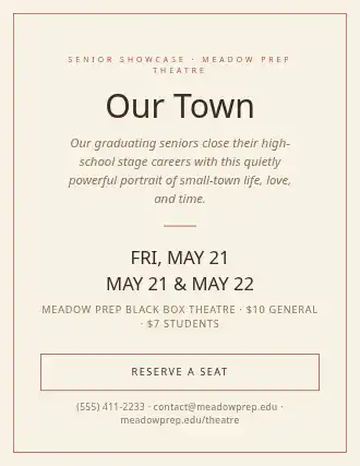 Our Town — School Plays flyer template