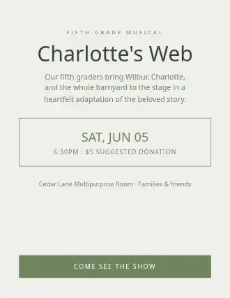 Charlotte's Web — School Plays flyer template
