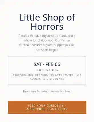 Little Shop of Horrors — School Plays flyer template