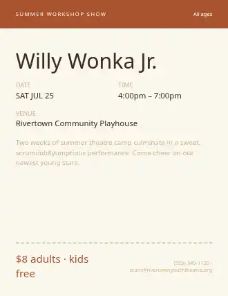 Willy Wonka Jr. — School Plays flyer template