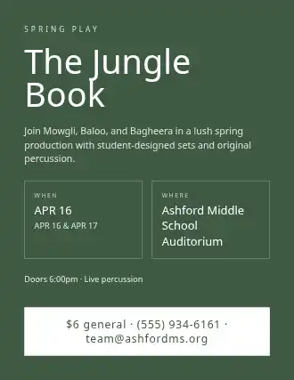 The Jungle Book — School Plays flyer template