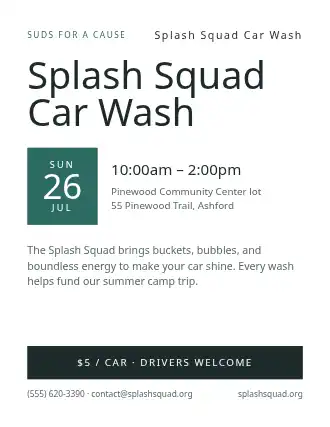 Splash Squad Car Wash — Kid Ventures template