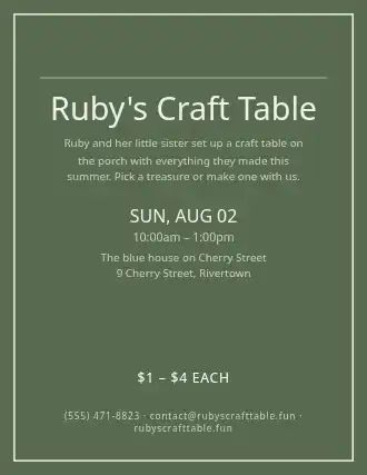 Ruby's Craft Table — Kid Ventures template