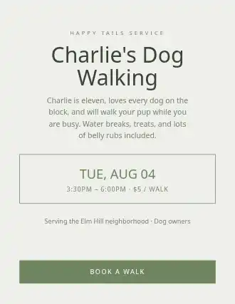 Charlie's Dog Walking — Kid Ventures template