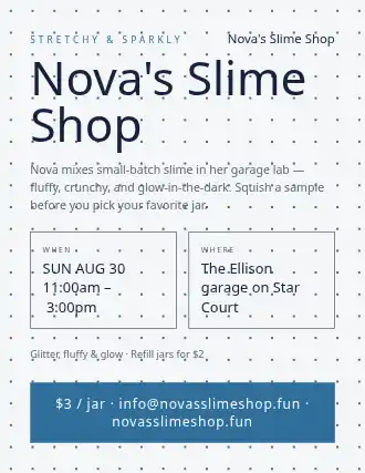 Nova's Slime Shop — Kid Ventures template