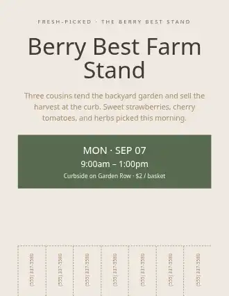 Berry Best Farm Stand — Kid Ventures flyer template