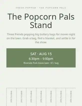 The Popcorn Pals Stand — Kid Ventures flyer template