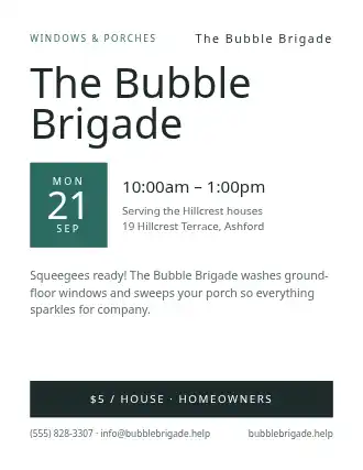 The Bubble Brigade — Kid Ventures flyer template