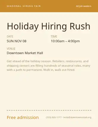 Holiday Hiring Rush — Job Fairs template