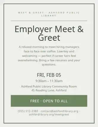 Employer Meet & Greet — Job Fairs flyer template