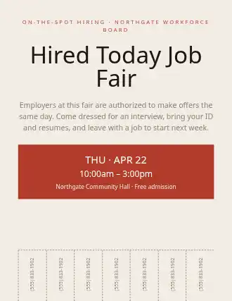 Hired Today Job Fair — Job Fairs flyer template