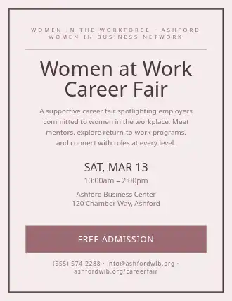 Women at Work Career Fair — Job Fairs flyer template