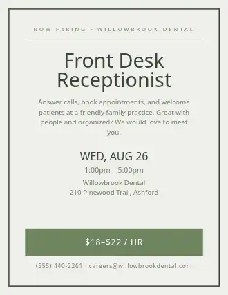 Front Desk Receptionist — Jobs template