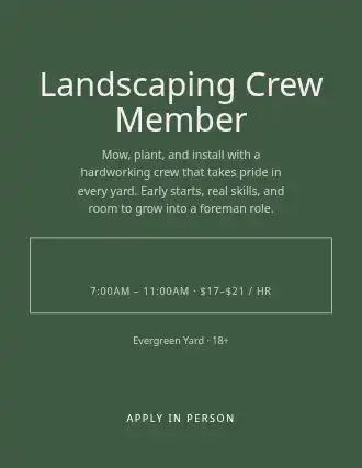 Landscaping Crew Member — Jobs template