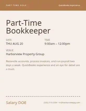 Part-Time Bookkeeper — Jobs template
