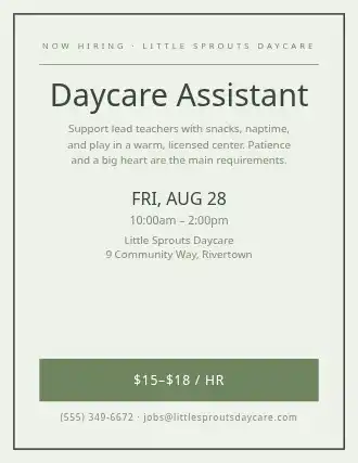 Daycare Assistant — Jobs template