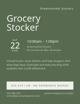 Grocery Stocker — Jobs flyer template
