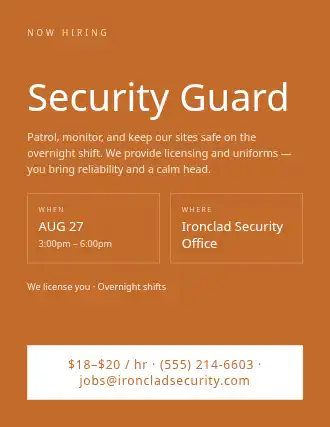 Security Guard — Jobs flyer template