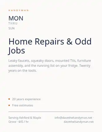 Home Repairs & Odd Jobs — Services Offered template