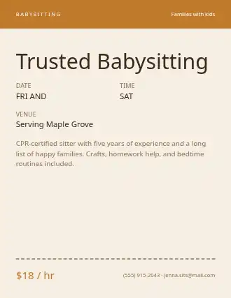 Trusted Babysitting — Services Offered flyer template