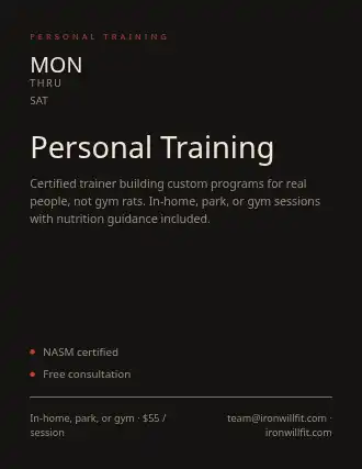 Personal Training — Services Offered template