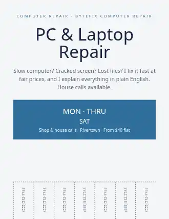 PC & Laptop Repair — Services Offered flyer template