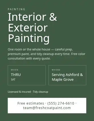 Interior & Exterior Painting — Services Offered flyer template