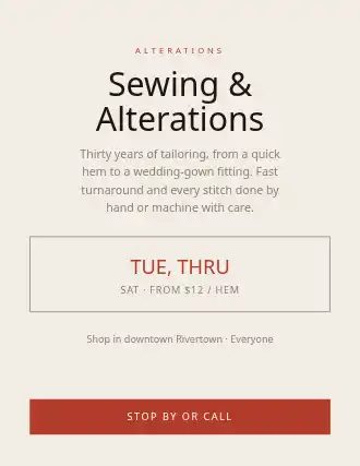 Sewing & Alterations — Services Offered flyer template