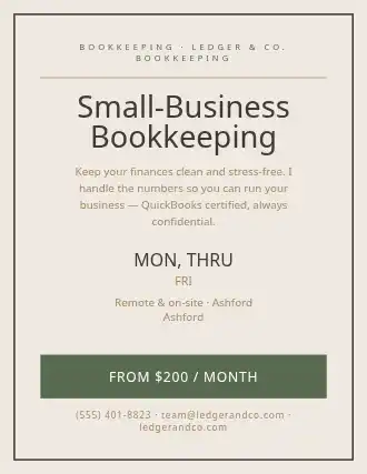 Small-Business Bookkeeping — Services Offered flyer template