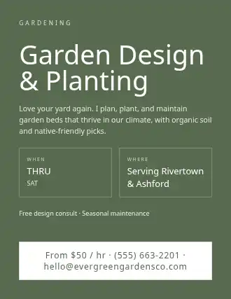 Garden Design & Planting — Services Offered flyer template