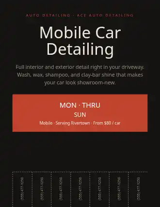 Mobile Car Detailing — Services Offered flyer template