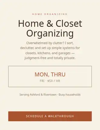 Home & Closet Organizing — Services Offered flyer template