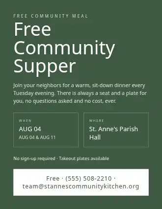 Free Community Supper — Free Services template