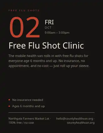 Free Flu Shot Clinic — Free Services template