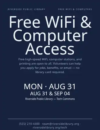 Free WiFi & Computer Access — Free Services flyer template