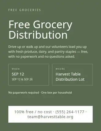 Free Grocery Distribution — Free Services flyer template