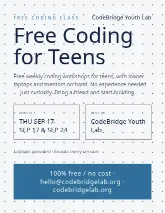 Free Coding for Teens — Free Services flyer template