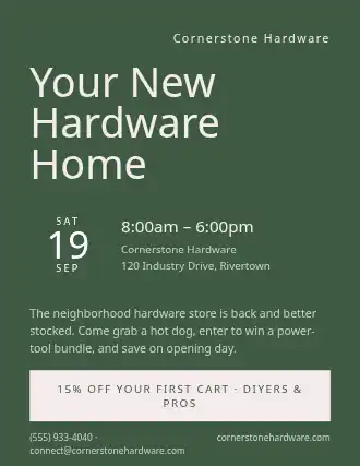 Your New Hardware Home — Grand Openings template