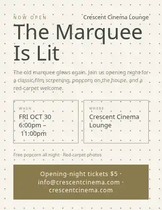 The Marquee Is Lit — Grand Openings flyer template