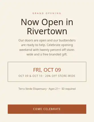 Now Open in Rivertown — Grand Openings flyer template